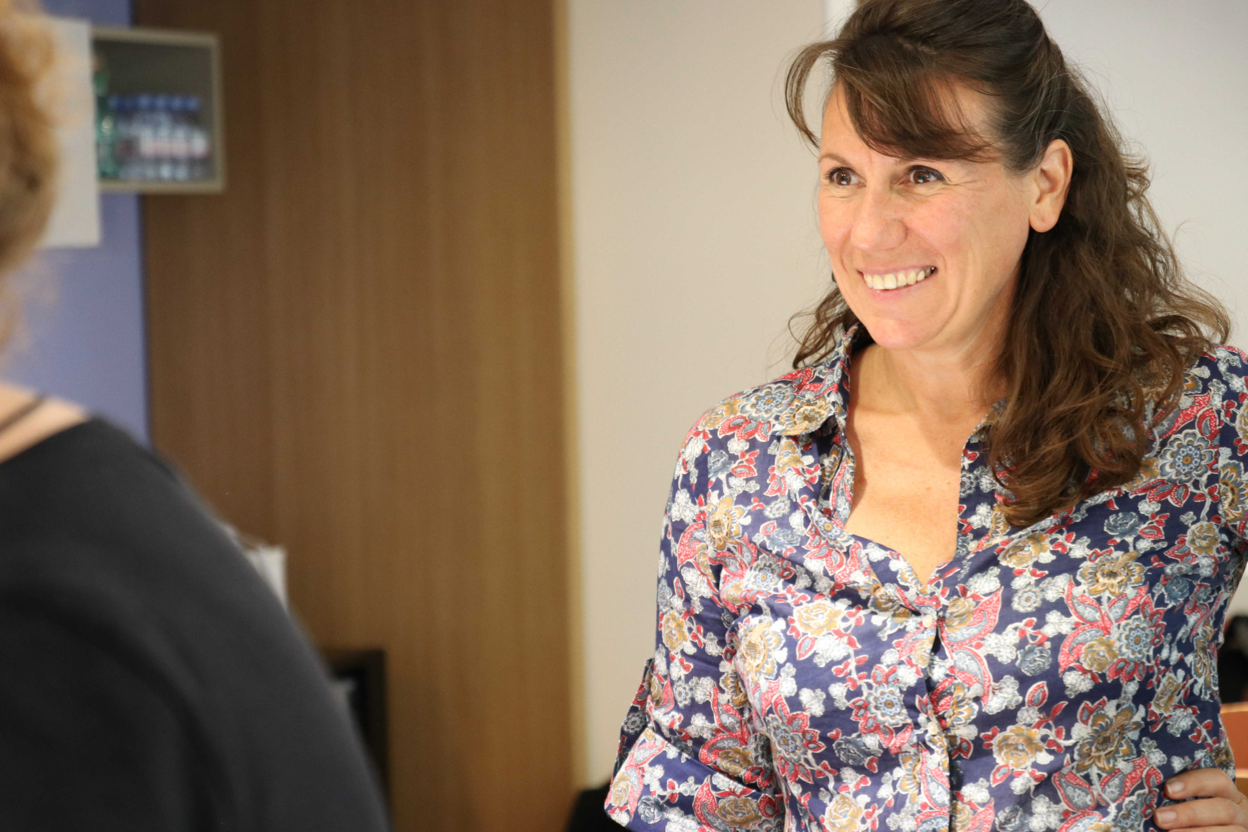 Géraldine en échange avec l’équipe